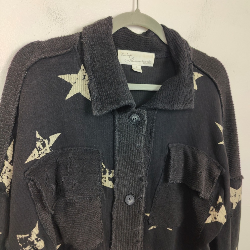 Vintage Havana Shacket Womens Large‎ Star Print Button Front Crop Jacket Top - Picture 3 of 8